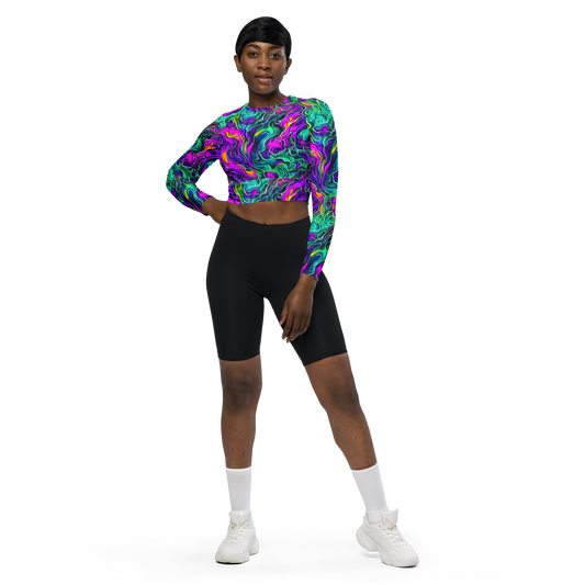 Long Sleeve Crop Top - Vortex Dream