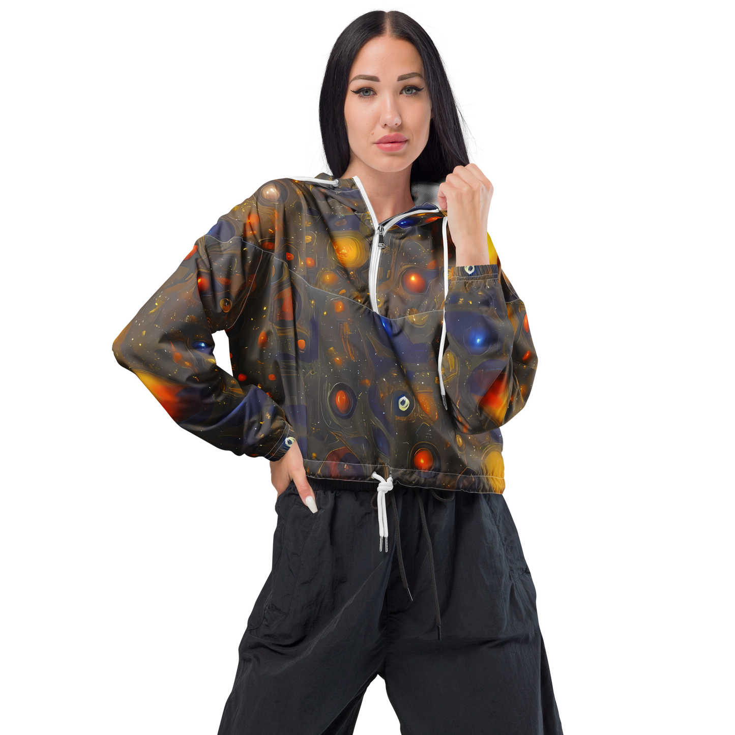 Women's Cropped Windbreaker - Chromal Flux