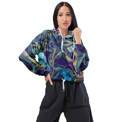 Women's Cropped Windbreaker - Stellar Waves