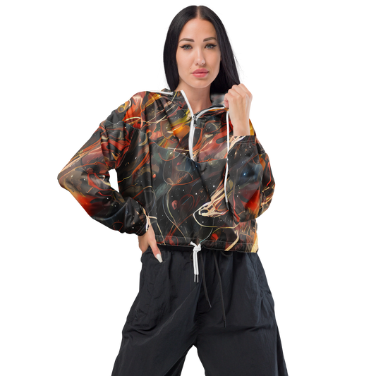 Women's Cropped Windbreaker - Temporal Vortex