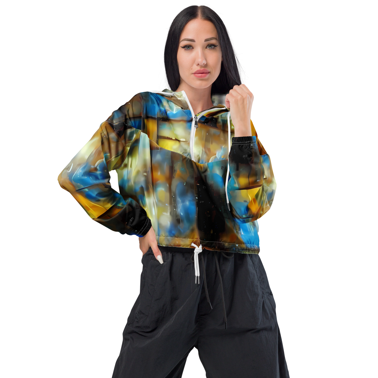 Women's Cropped Windbreaker - Kohn Cubism