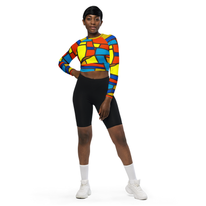 Long Sleeve Crop Top - Mondrian Mesh