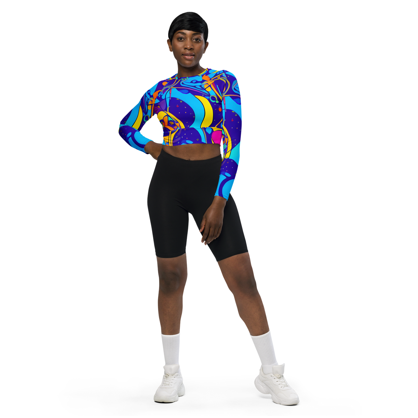 Long Sleeve Crop Top - Spectral Tangle