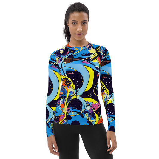 Women's Rash Guard - Brown Brushwork