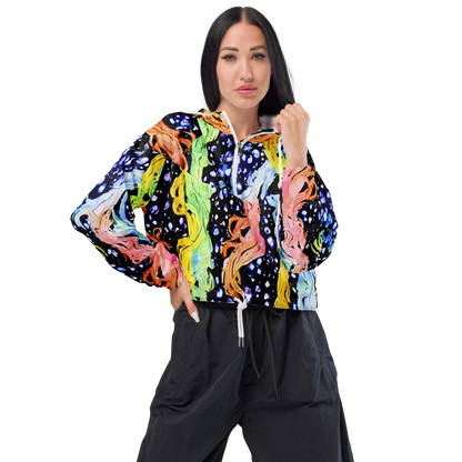 Women's Cropped Windbreaker - Celestial Serenade