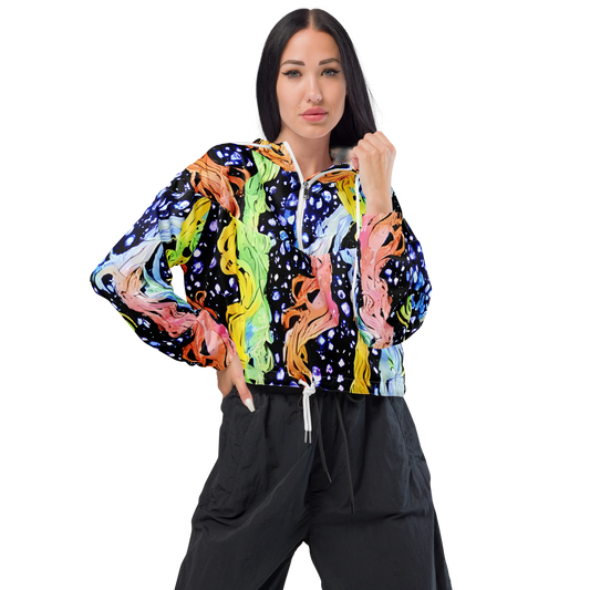 Women's Cropped Windbreaker - Celestial Serenade