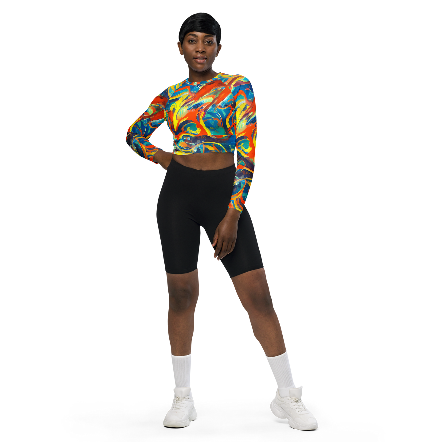 Long Sleeve Crop Top - Chromatic Fusion