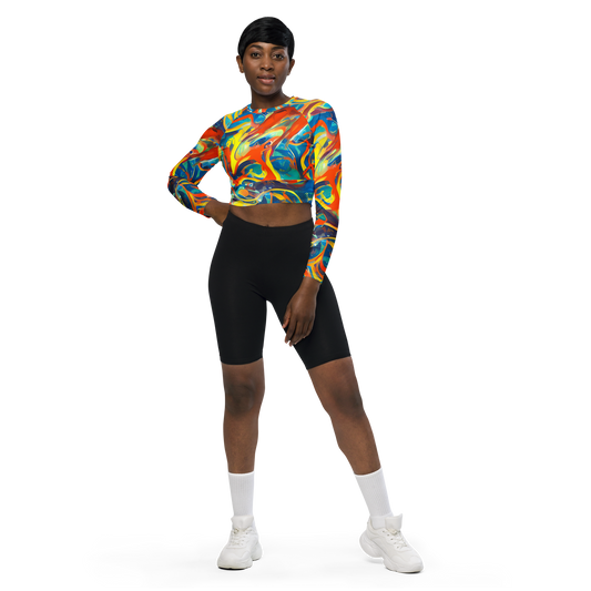 Long Sleeve Crop Top - Chromatic Fusion