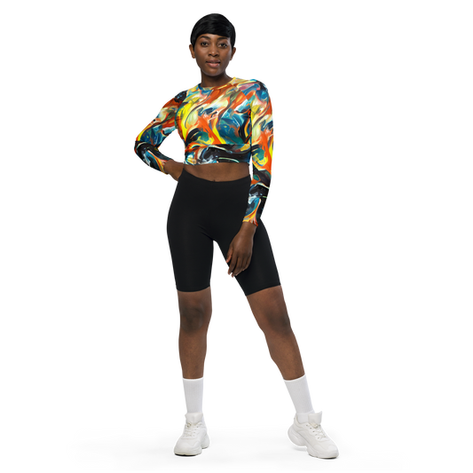 Long Sleeve Crop Top - Chromatic Vortex