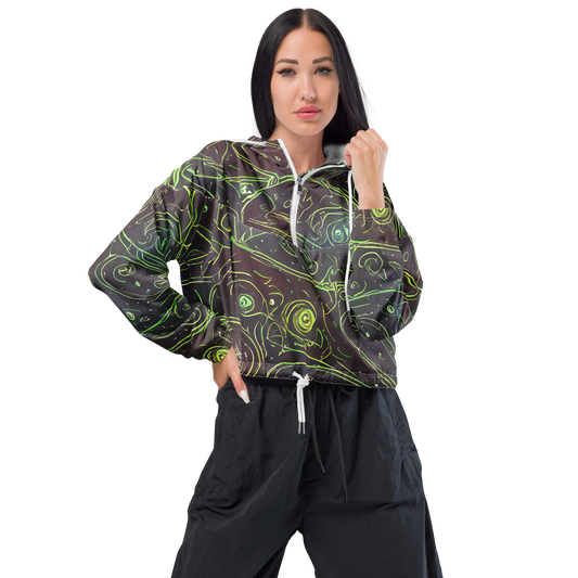 Women's Cropped Windbreaker - Starfield Scrolls