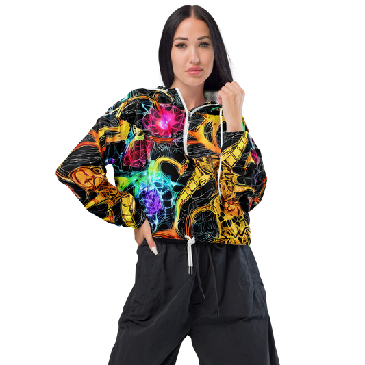 Women's Cropped Windbreaker - Psychedelic Pulsar