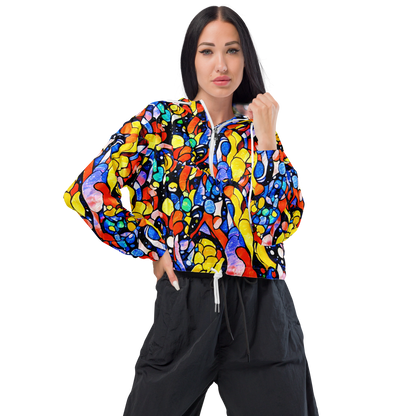 Women's Cropped Windbreaker - Supernova Symphony