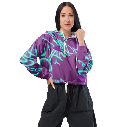 Women's Cropped Windbreaker - Neon Drift