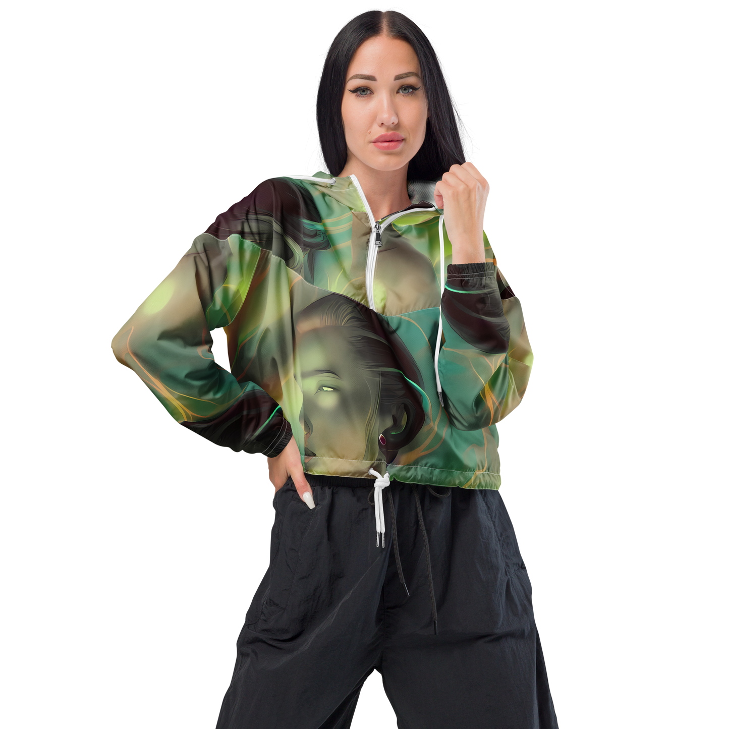 Women's Cropped Windbreaker - Spectral Whisper