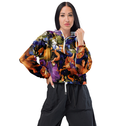 Women's Cropped Windbreaker - Blooming Cosmos