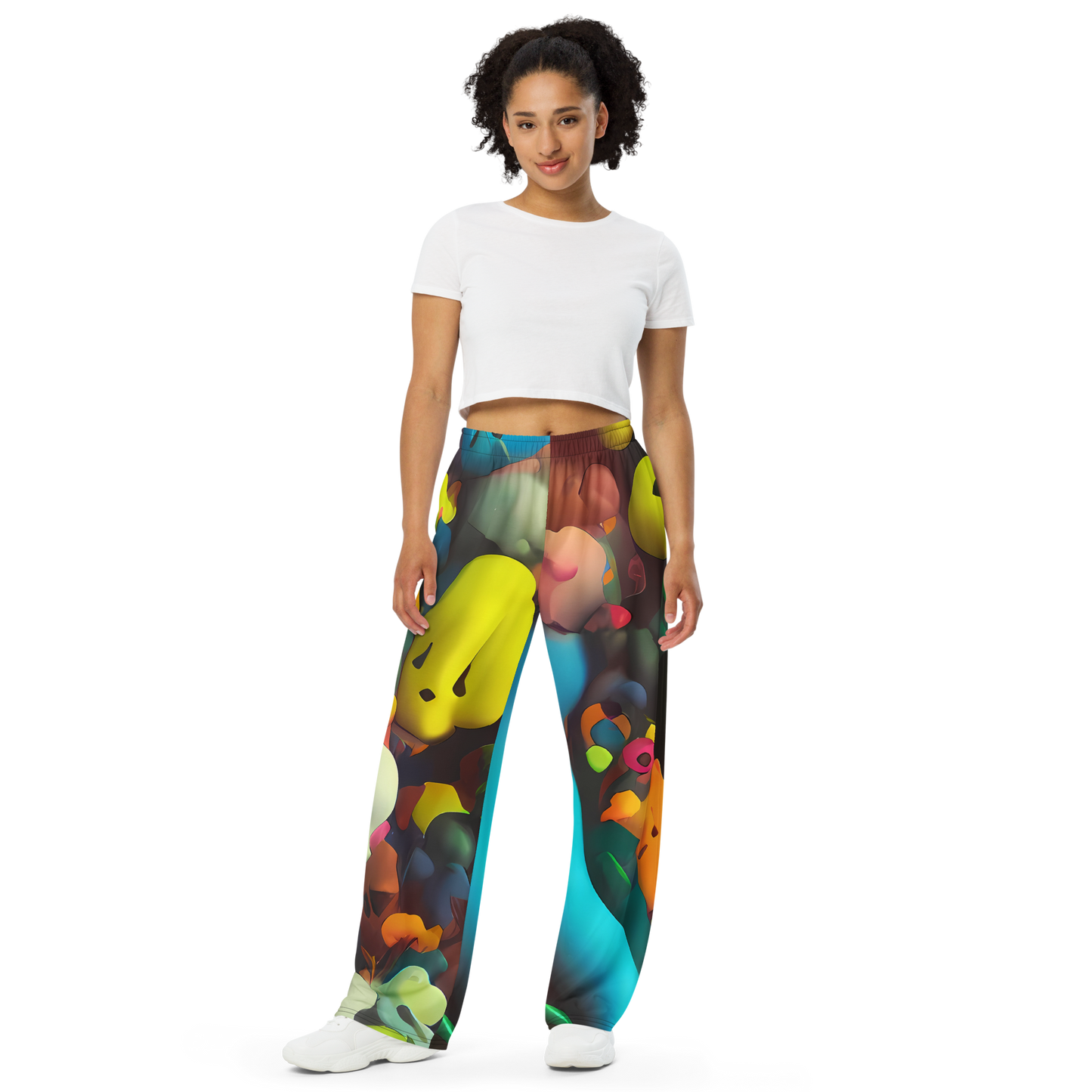 Wide-Leg Pants - Bubble Pop Art