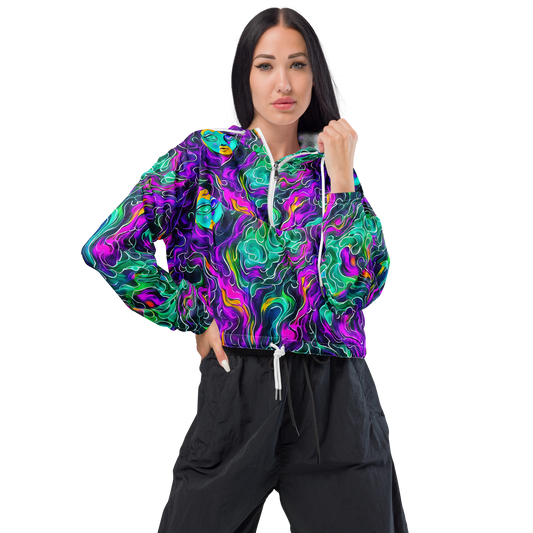 Women's Cropped Windbreaker - Vortex Dream