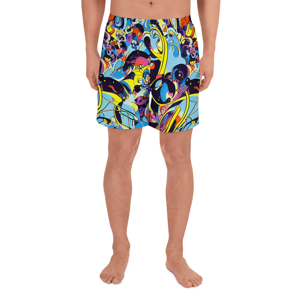 Men's Athletic Shorts - Brown Brushwork