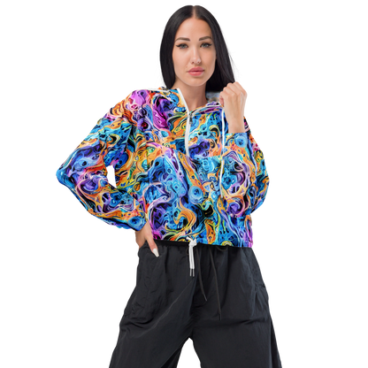 Women's Cropped Windbreaker - Rococo Vortex