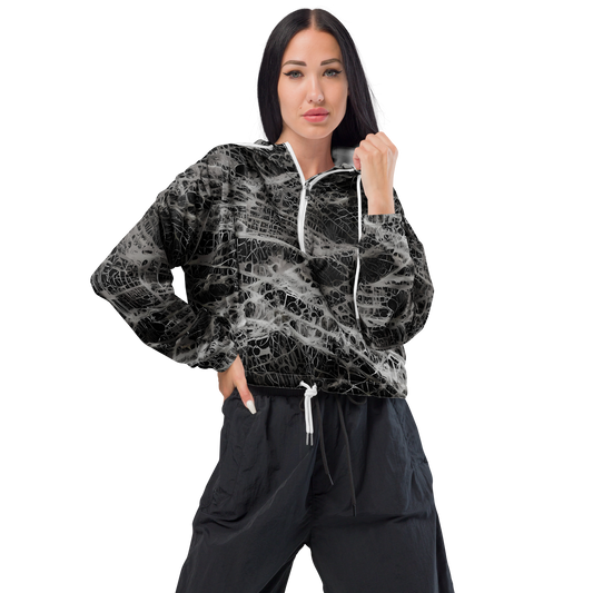 Women's Cropped Windbreaker - Monochrome Mesh