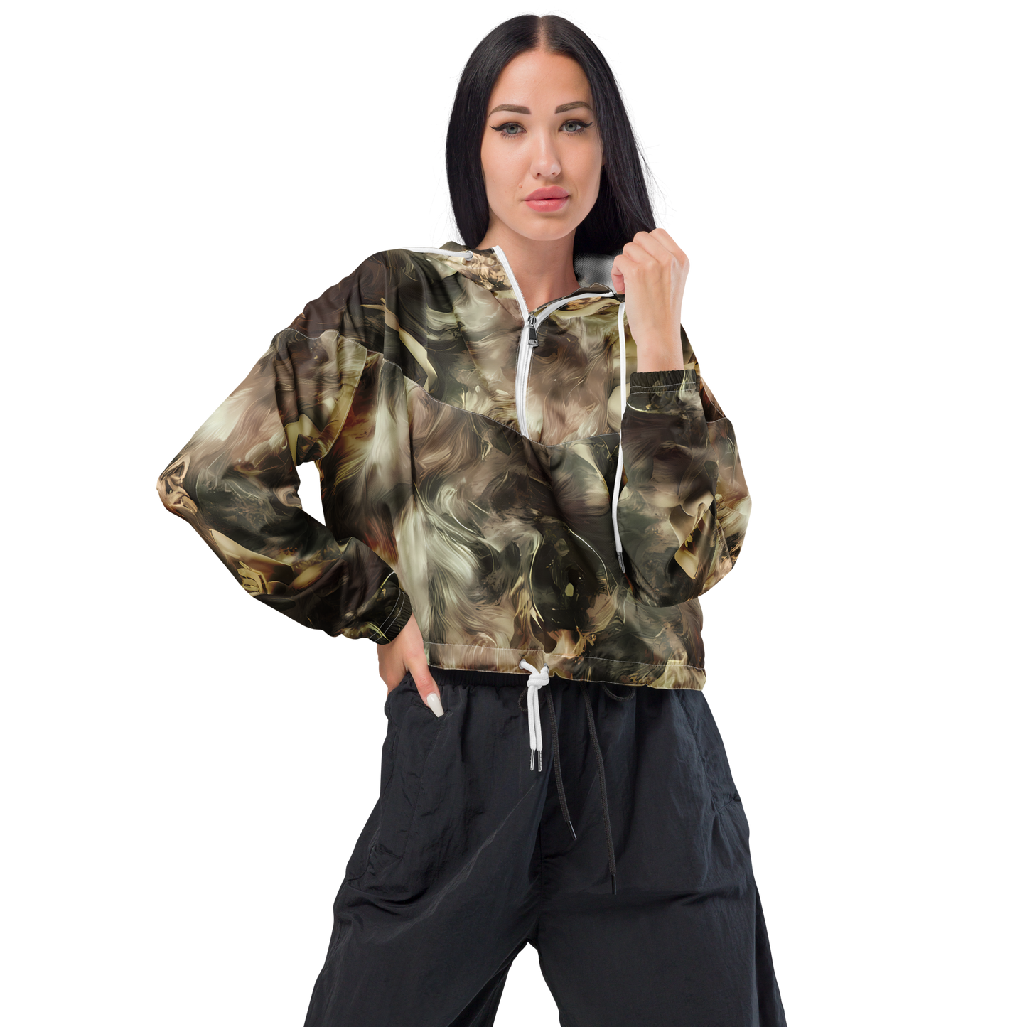 Women's Cropped Windbreaker - Ceramic Swirl