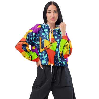 Women's Cropped Windbreaker - Cosmic Siblings