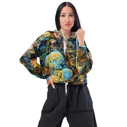 Women's Cropped Windbreaker - Wild Cosmos