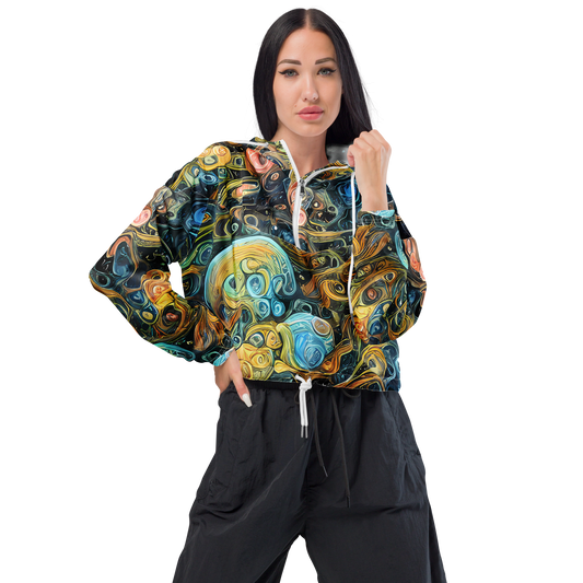 Women's Cropped Windbreaker - Wild Cosmos