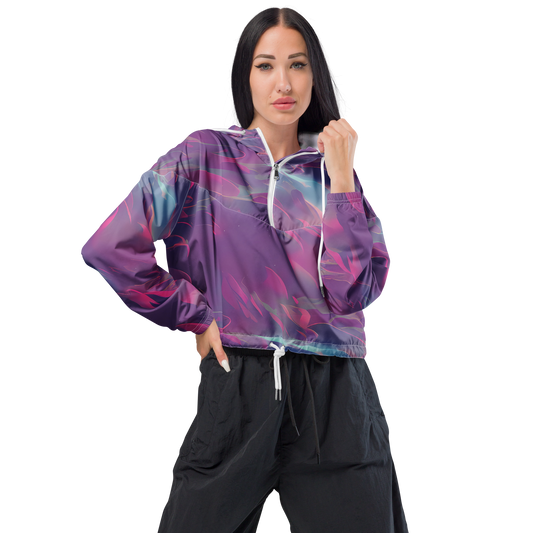 Women's Cropped Windbreaker - Dreamscape Swirl