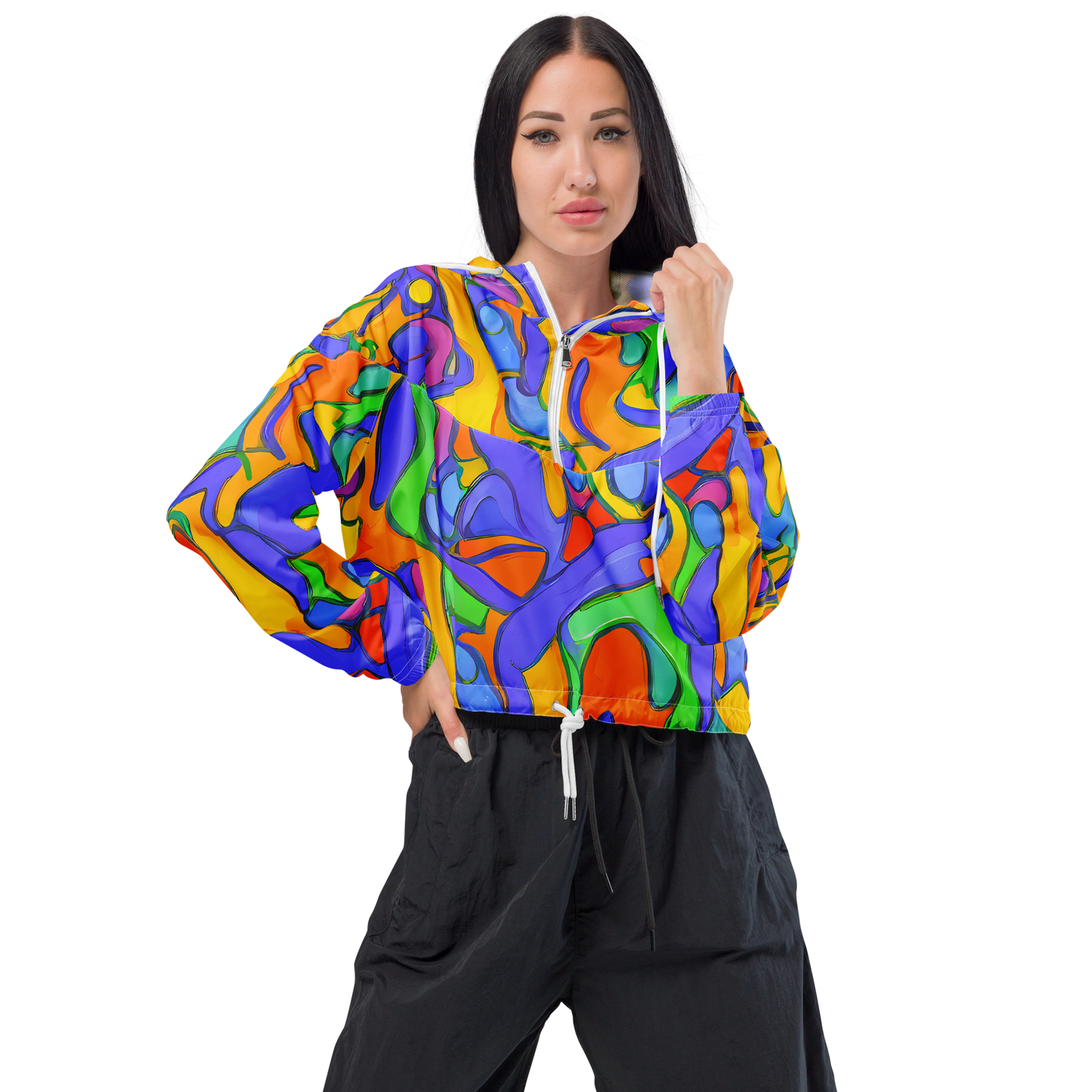 Women's Cropped Windbreaker - Joffe Swirl