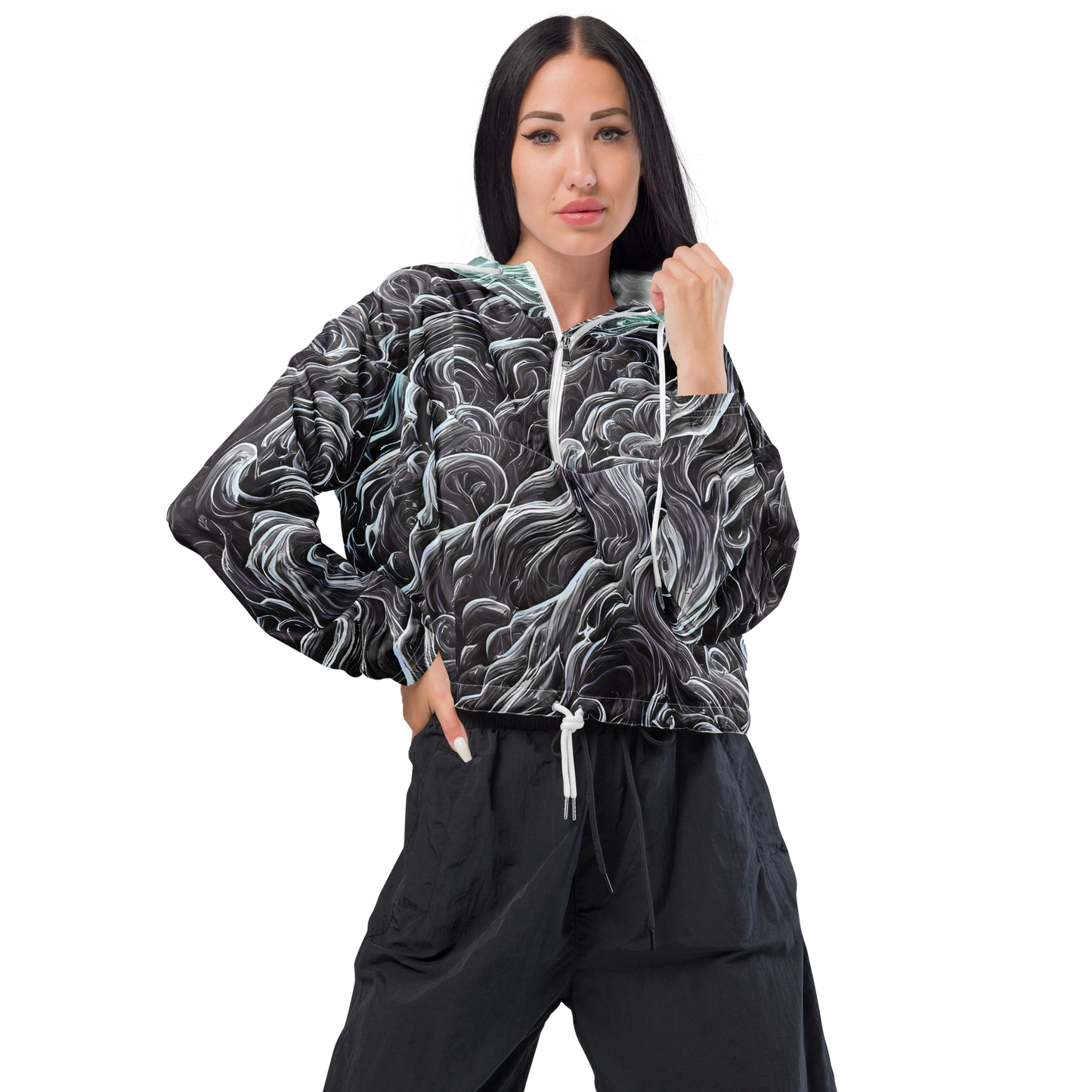 Women's Cropped Windbreaker - Savrasov Swirls