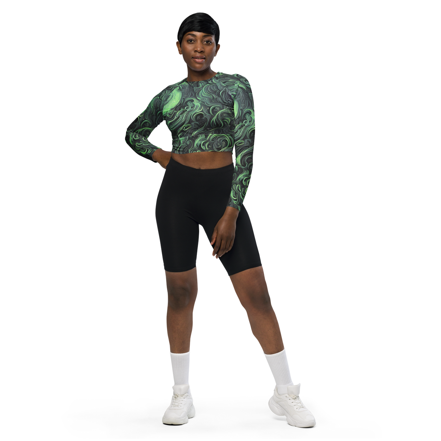 Long Sleeve Crop Top - Savrasov Swirls