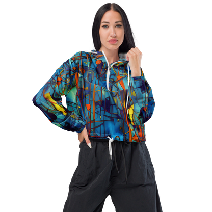 Women's Cropped Windbreaker - Abstract Eddy