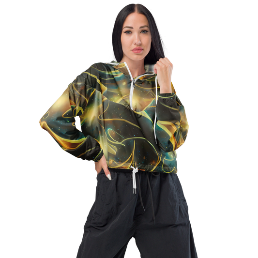 Women's Cropped Windbreaker - Whispering Galaxies