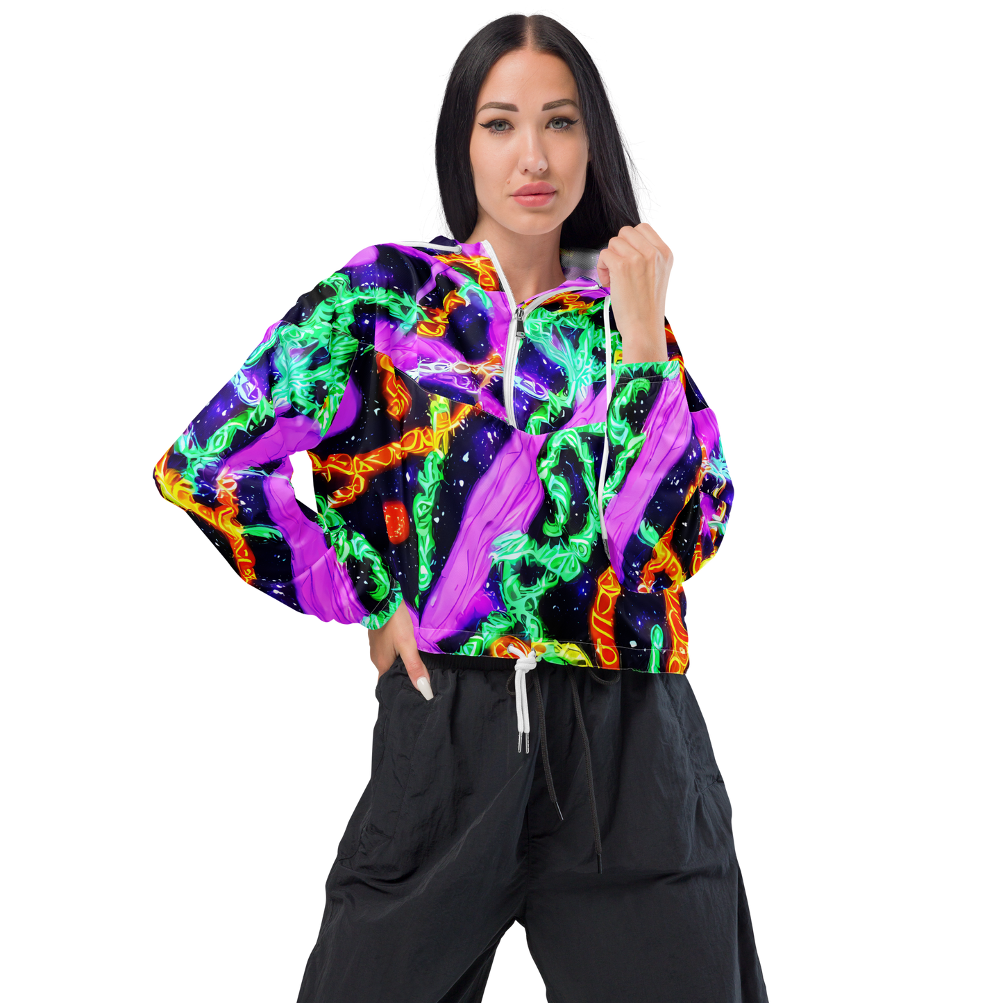 Women's Cropped Windbreaker - Enckell's Nebula