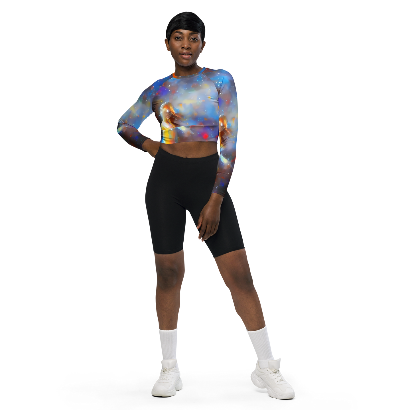 Long Sleeve Crop Top - Impressionist Drift