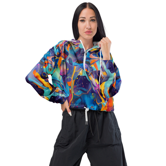 Women's Cropped Windbreaker - Whimsical Fusion