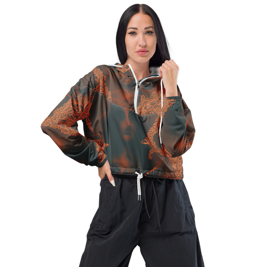 Women's Cropped Windbreaker - Chimeric Visage