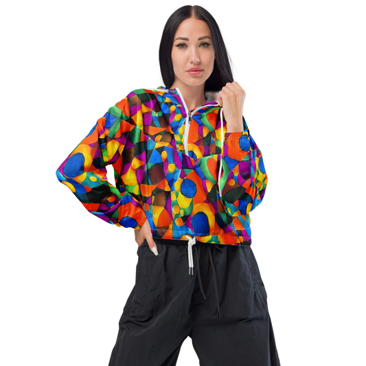 Women's Cropped Windbreaker - Galactic Jigsaw