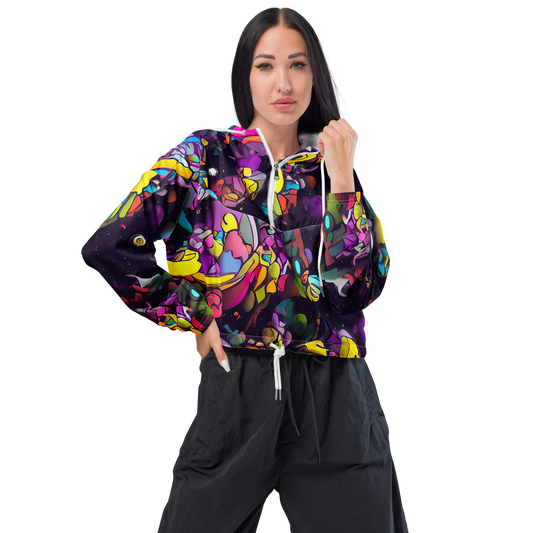 Women's Cropped Windbreaker - Galactic Playground