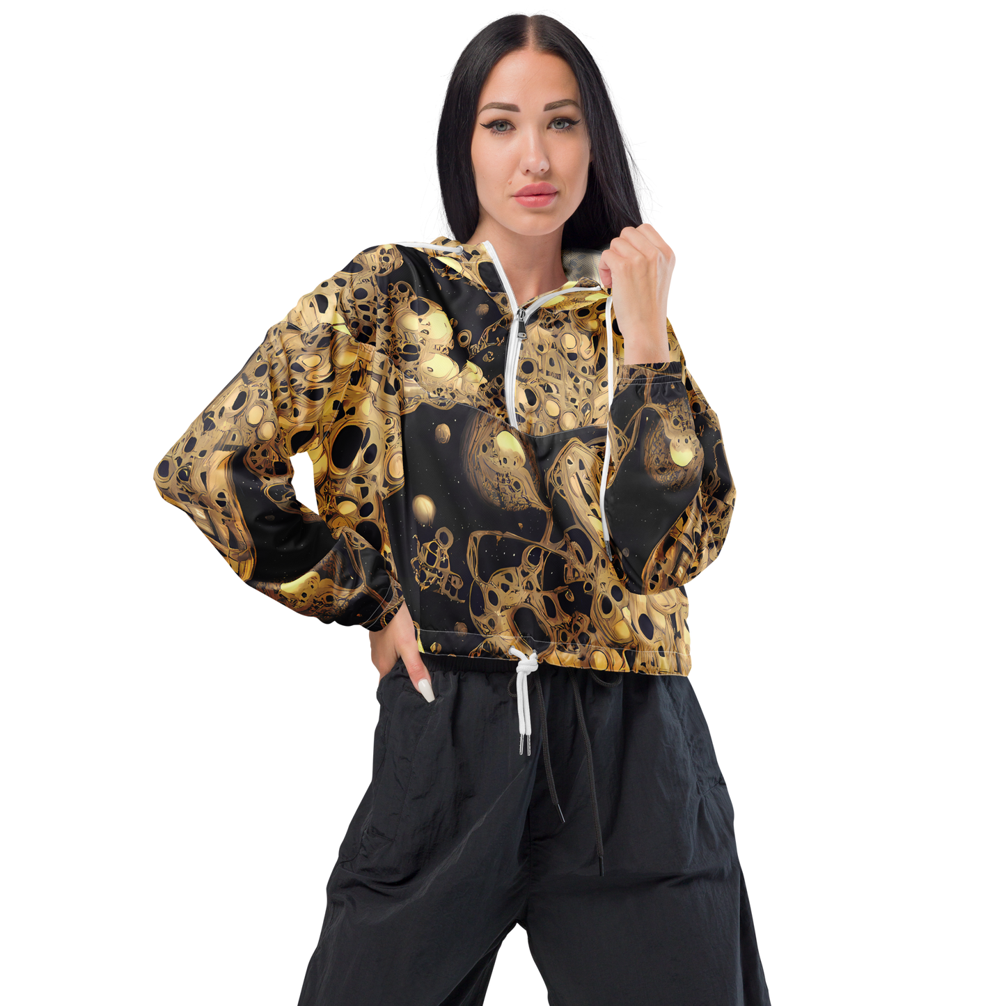 Women's Cropped Windbreaker - Baroque Orbit