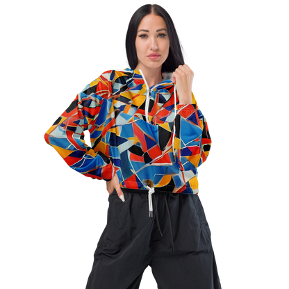 Women's Cropped Windbreaker - Abstract Mingle