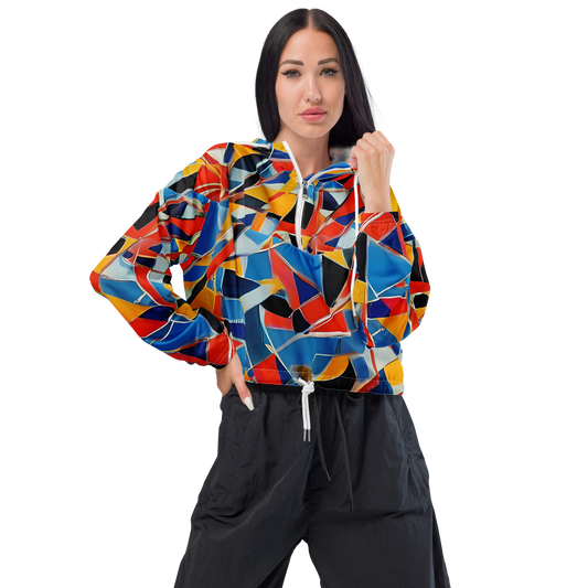 Women's Cropped Windbreaker - Abstract Mingle