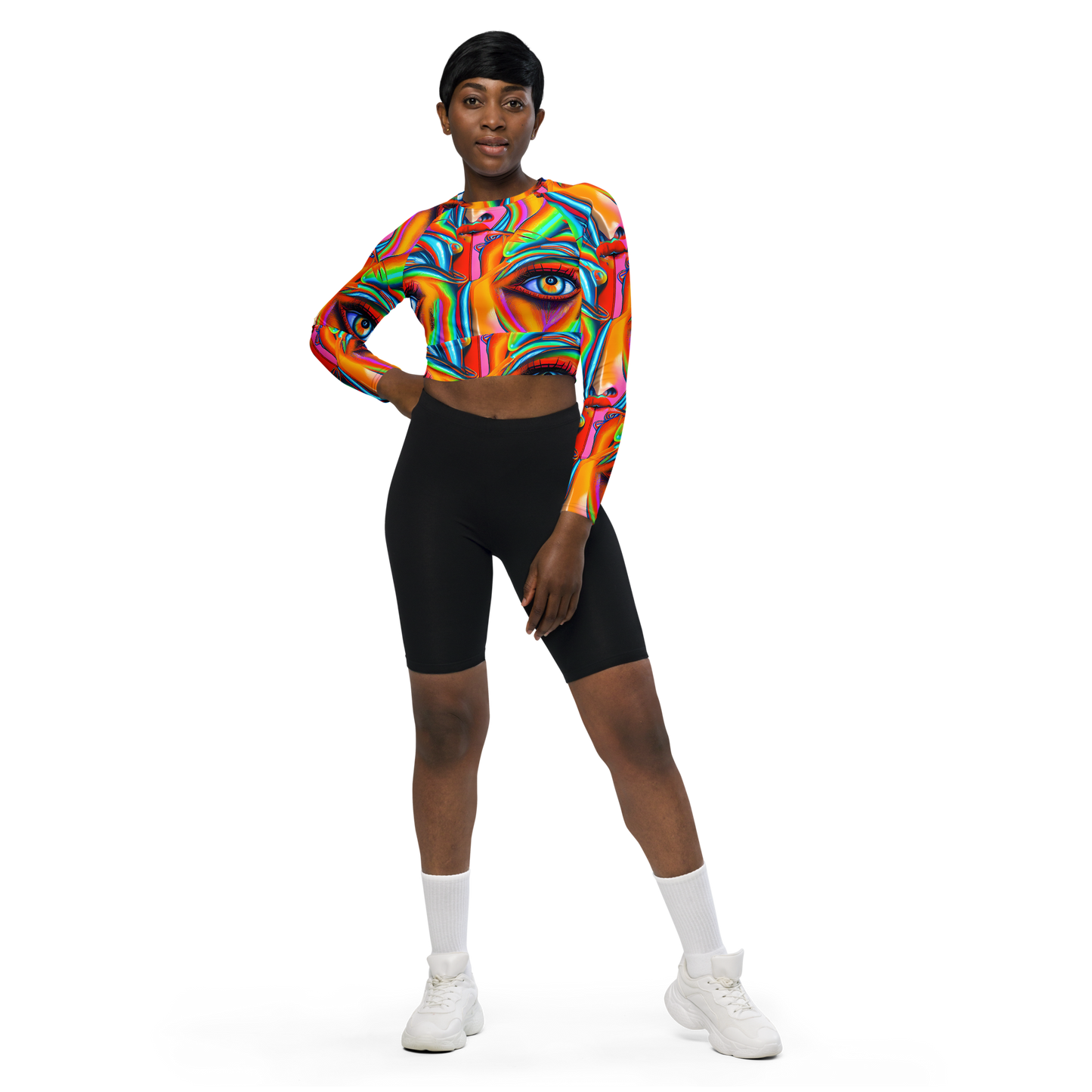 Long Sleeve Crop Top - Kaleidovisions