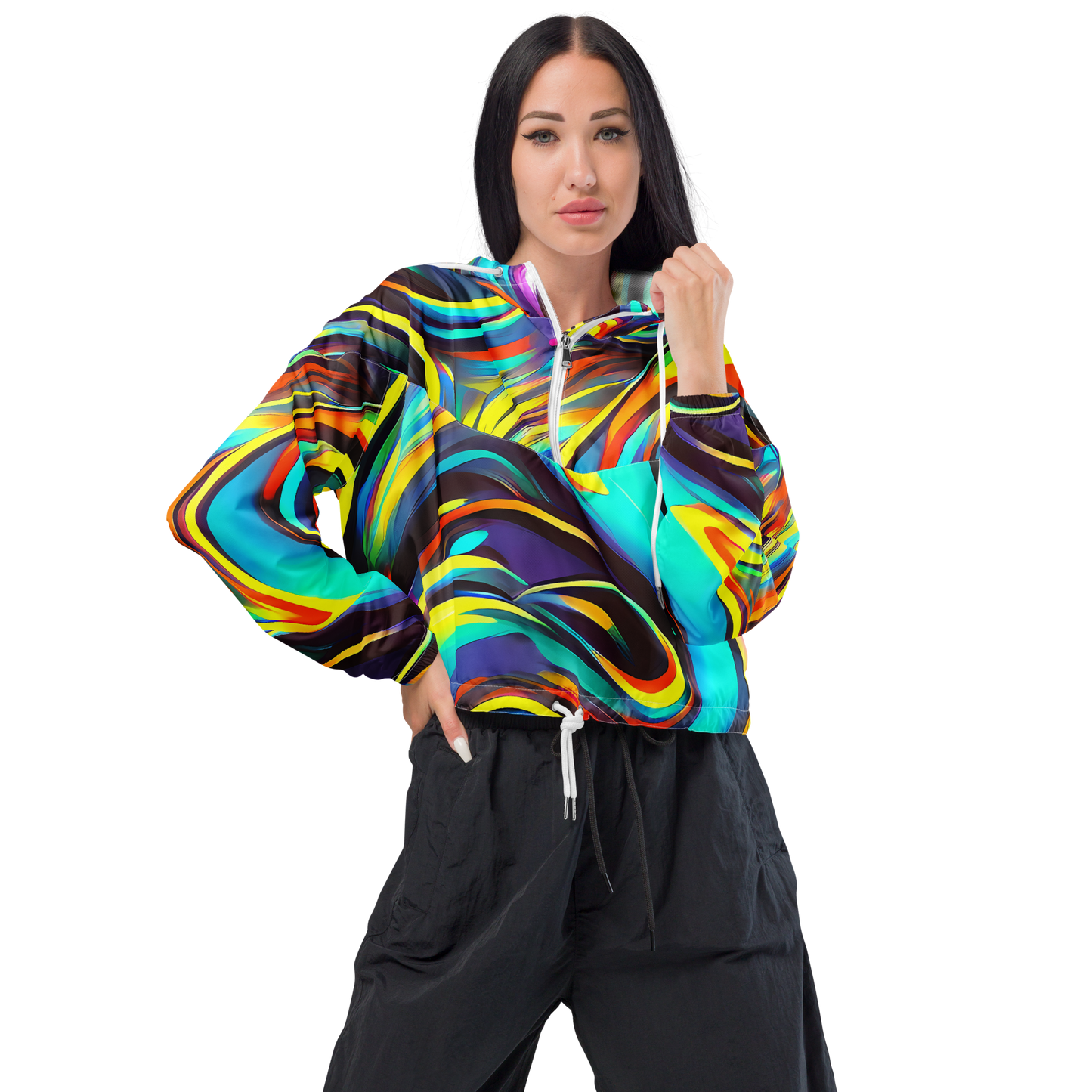 Women's Cropped Windbreaker - Cyber Surge