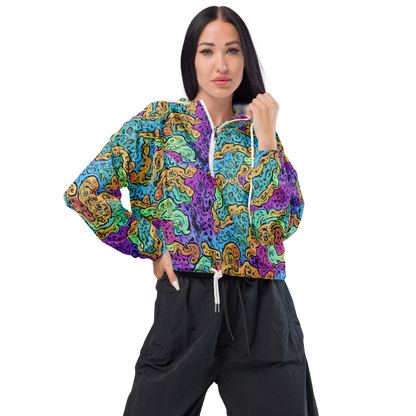 Women's Cropped Windbreaker - Intergalactic Graffiti