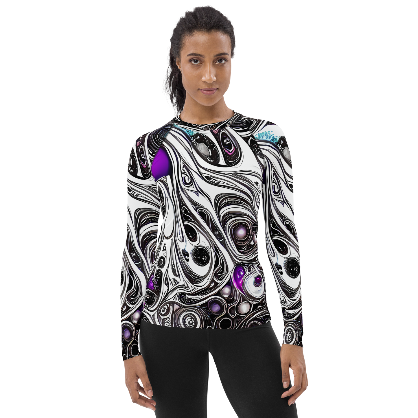 Women's Rash Guard - Neo-Noir Waves