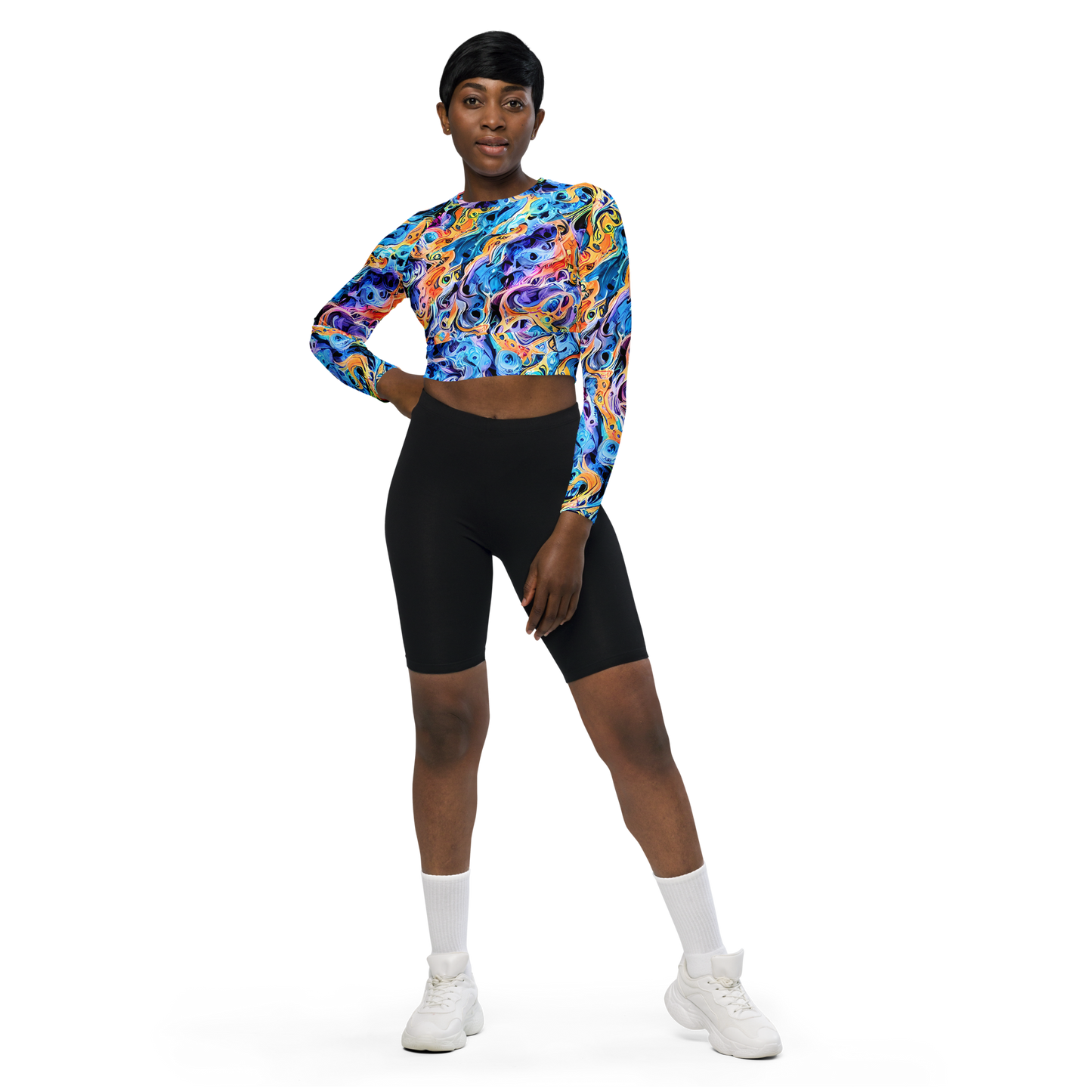 Long Sleeve Crop Top - Rococo Vortex