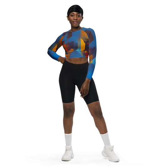 Long Sleeve Crop Top - Cubist Dusk