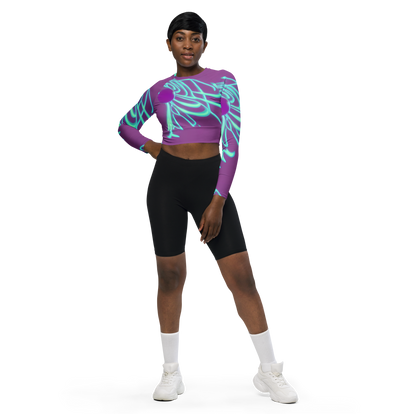 Long Sleeve Crop Top - Neon Drift